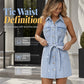 Denimjurk die de taille benadrukt