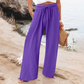 Casual damesbroek met hoge taille en wijde pijpen