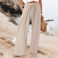Casual damesbroek met hoge taille en wijde pijpen