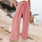 Casual damesbroek met hoge taille en wijde pijpen