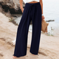 Casual damesbroek met hoge taille en wijde pijpen