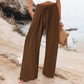 Casual damesbroek met hoge taille en wijde pijpen