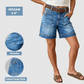 Bermuda-denimshort voor dames met middelhoge taille en zakken