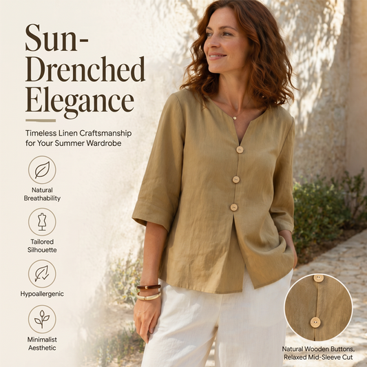 Casual damesblouse met V-hals en knopen