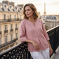 Casual damesblouse met V-hals en knopen