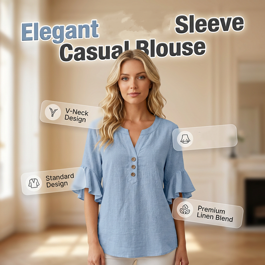 👔 Veelzijdige blouse met korte mouwen en V-hals — Lichtgewicht en ademend
