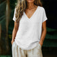 👕☀️🌿 TIJDELIJKE AANBIEDING: 50% KORTING! Dames-T-shirt met V-hals voor de zomer – Zachte, ademende en lichte katoenmix – Perfect voor ontspannen dagen, boodschappen of relaxte weekendochtenden 🌸😌