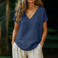 👕☀️🌿 TIJDELIJKE AANBIEDING: 50% KORTING! Dames-T-shirt met V-hals voor de zomer – Zachte, ademende en lichte katoenmix – Perfect voor ontspannen dagen, boodschappen of relaxte weekendochtenden 🌸😌