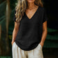 👕☀️🌿 TIJDELIJKE AANBIEDING: 50% KORTING! Dames-T-shirt met V-hals voor de zomer – Zachte, ademende en lichte katoenmix – Perfect voor ontspannen dagen, boodschappen of relaxte weekendochtenden 🌸😌