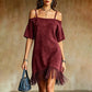 Off-shoulder jurk met bandjes en franjes voor dames
