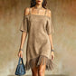 Off-shoulder jurk met bandjes en franjes voor dames