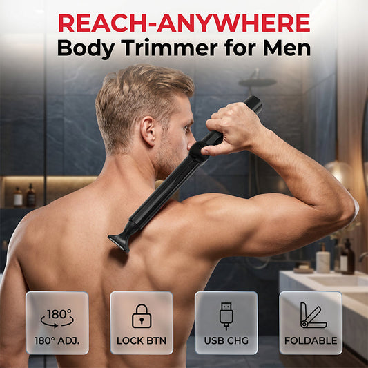 🪒💪 50% KORTING! Bodytrimmer die overal bij kan – met uitschuifbare steel en precisiekoppen. Trim zelf je rug, borst en benen – geen hulp nodig! 🧔✨