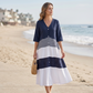 Zomerse maxi-jurk met V-hals en knoopsluiting voor dames