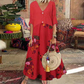 Zomerse maxi-jurk met V-hals en knoopsluiting voor dames