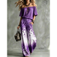 Tweedelige outfit voor dames met open schouders, in kleurverloop en met luipaardprint