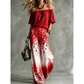 Tweedelige outfit voor dames met open schouders, in kleurverloop en met luipaardprint