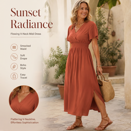 Zomerse maxi-jurk met V-hals en zijsplit voor dames