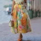 Midi-rok van tule met bloemenprint in aquarelstijl voor dames