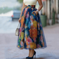 Midi-rok van tule met bloemenprint in aquarelstijl voor dames
