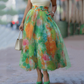 Midi-rok van tule met bloemenprint in aquarelstijl voor dames