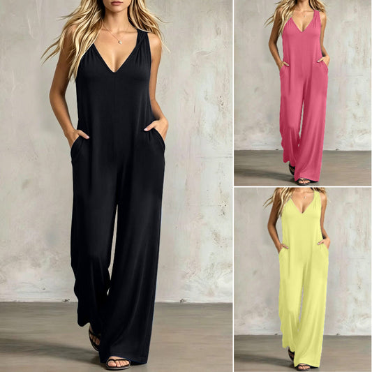 Zomerse jumpsuit met V-hals voor dames, voor een nonchalante look