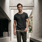 Heren-T-shirt met ronde hals en contrasterende rand