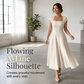 Elegante A-lijnjurk met vierkante halslijn voor dames, slank model, lange jurk