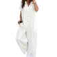 Casual, ruimvallende jumpsuit met korte mouwen en knopen voor dames