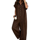 Casual, ruimvallende jumpsuit met korte mouwen en knopen voor dames