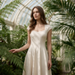 Elegante A-lijnjurk met vierkante halslijn voor dames, slank model, lange jurk