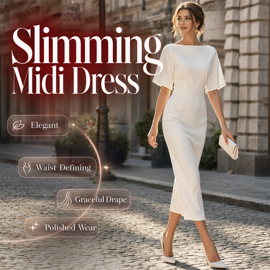 🌸👗 Dames Midi Jurk 2026 Elegant Model Met Taillering, Slankmakende Middellange Jurk voor Vrouwen, Geschikt voor Amazon Wish en Eigen Webwinkels