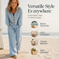 Set met een top met V-hals en lange mouwen en een broek voor dames