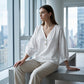 Dames-vrijetijdsblouse met V-hals en 3/4-mouwen