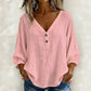 Dames-vrijetijdsblouse met V-hals en 3/4-mouwen