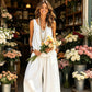 Set met effen tanktop met V-hals en broek voor dames
