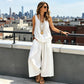 Set met effen tanktop met V-hals en broek voor dames