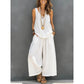 Set met effen tanktop met V-hals en broek voor dames