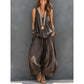 Set met effen tanktop met V-hals en broek voor dames
