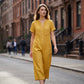 Casual jumpsuit met korte mouwen en wijde pijpen voor dames