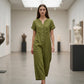 Casual jumpsuit met korte mouwen en wijde pijpen voor dames
