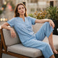 Casual jumpsuit met korte mouwen en wijde pijpen voor dames