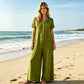 Casual jumpsuit met korte mouwen en wijde pijpen voor dames