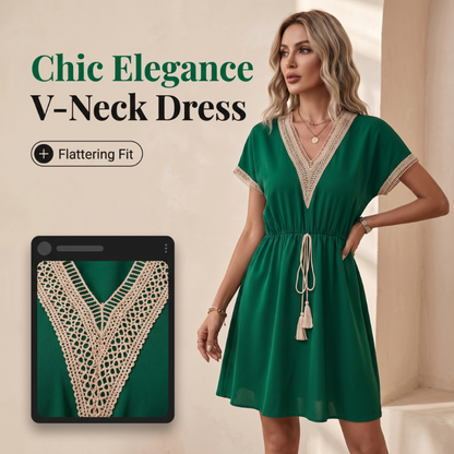 Boho-jurk met V-hals en kant voor dames