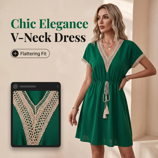 Boho-jurk met V-hals en kant voor dames