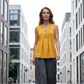 Mouwloze tanktop met V-hals en plooien voor dames