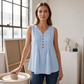 Mouwloze tanktop met V-hals en plooien voor dames
