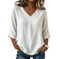 Casual damesblouse met V-hals en 3/4-mouwen