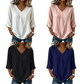Casual damesblouse met V-hals en 3/4-mouwen