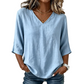 Casual damesblouse met V-hals en 3/4-mouwen