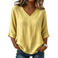 Casual damesblouse met V-hals en 3/4-mouwen